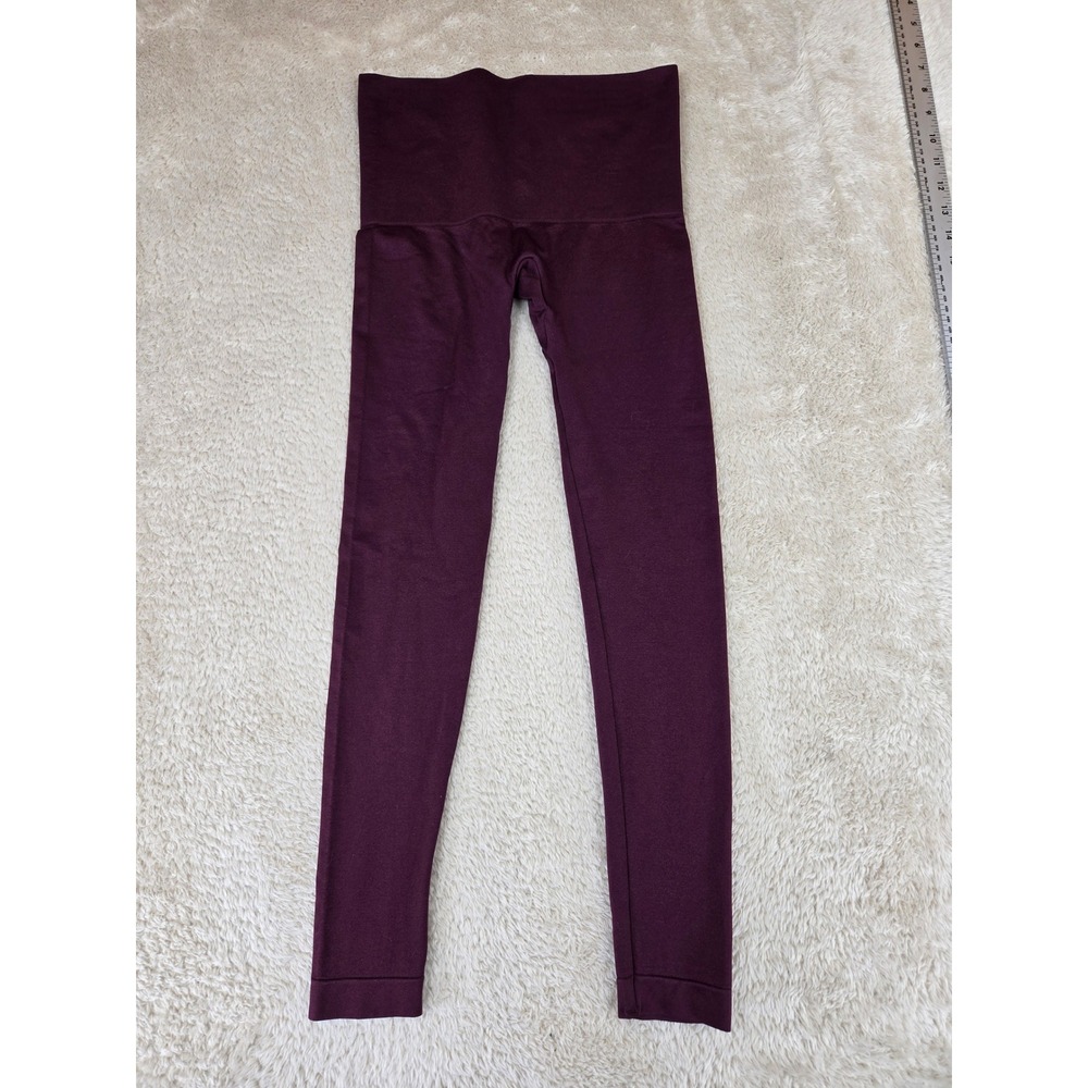 Cato Womens Seamless High Waisted Leggings Plum Burgundy Small Compression